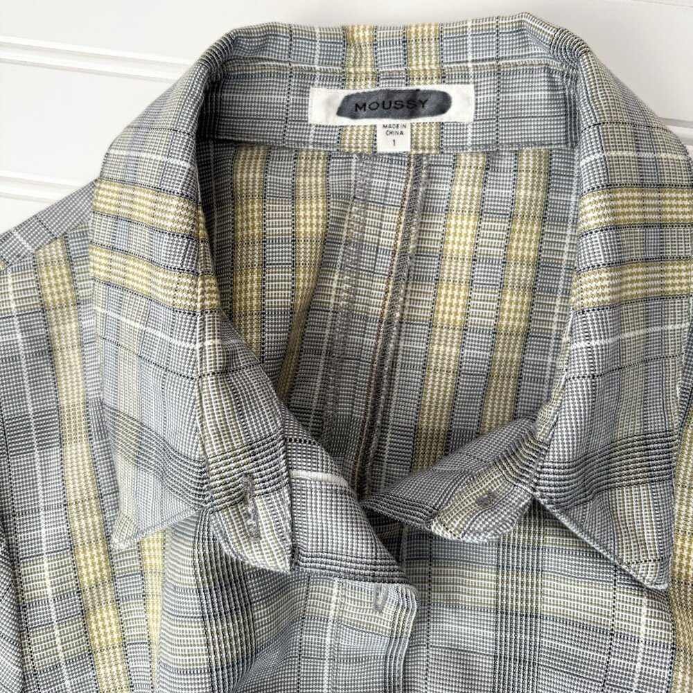 Moussy Plaid Handkerchief Hem Shirt Dress (Size S) Long Sleeve Loose Fit Modest - Picture 11 of 11